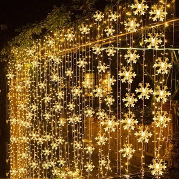 פתית שלג LED מחרוזת אור שמח חג המולד קישוטים הביתה 2023 Cristmas קישוט חג מולד שמח נואל חג המולד מתנות לשנה חדשה 2024