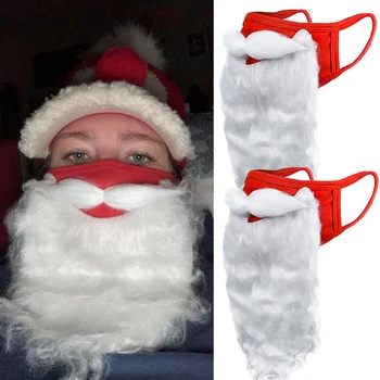 קישוטי חג מולד 3D סנטה קלאוס זקן מסכות למבוגרים יוניסקס מצחיק לשימוש חוזר סנטה הזקן הפנים כיסוי מגן עבור חג המולד מסיבת קוספליי