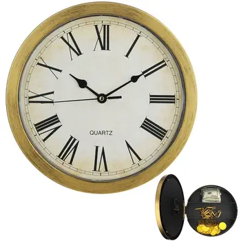 שעון קיר וינטג ' נסתר תא אחסון פלסטיק שעון סוד שעון שעון קיר כספת כסף, תכשיטים, חפצי ערך תיבת אחסון