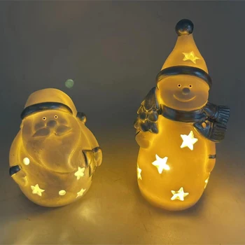 שרף סנטה פיסול מנורות חמוד חג המולד פסל אור לשימוש חוזר סנטה אורות דקורטיביים עמידים מעולה קישוטי בית